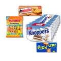 German snack box bundle with hanuta, Knoppers, Haribo Pico-Balla and PiCK UP! biscuits