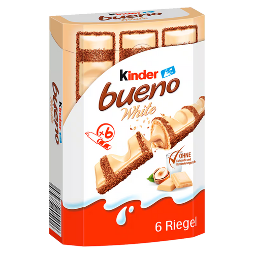 Kinder Bueno White 6 bars – white chocolate hazelnut wafer bars