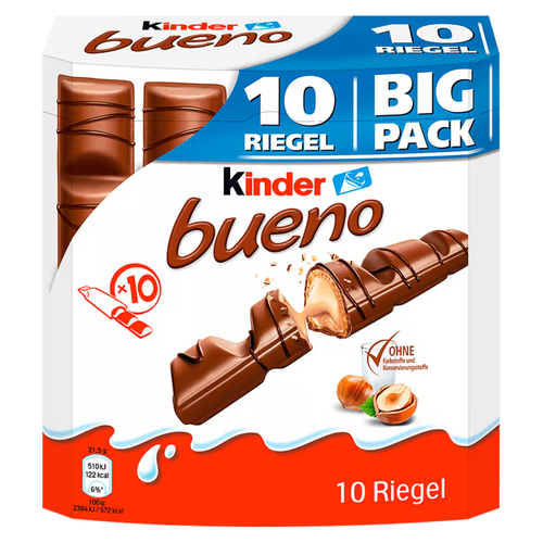 Kinder Bueno Big Pack – 10 German chocolate hazelnut bars