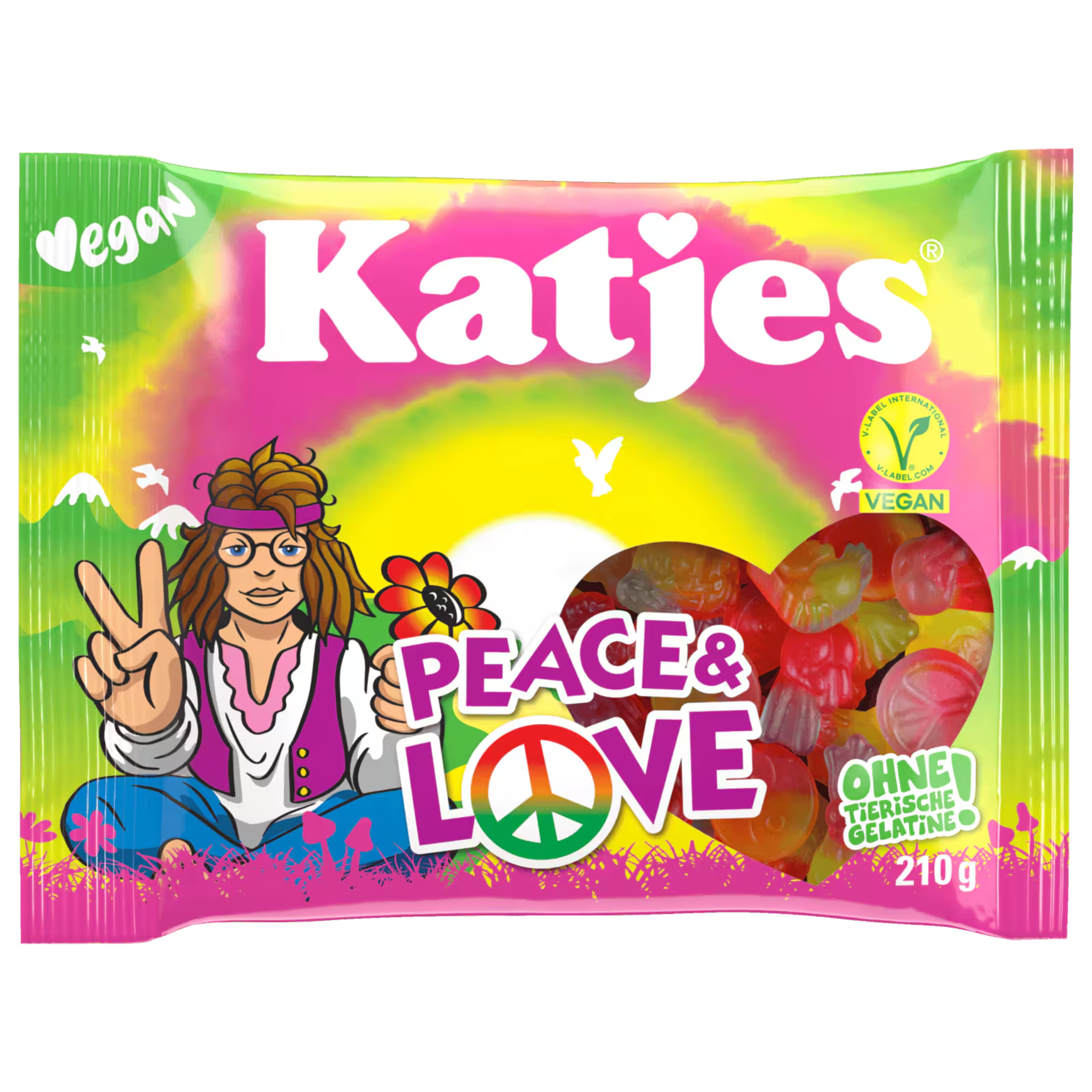 Katjes Peace and Love 210g bag – vegan German fruit gummies