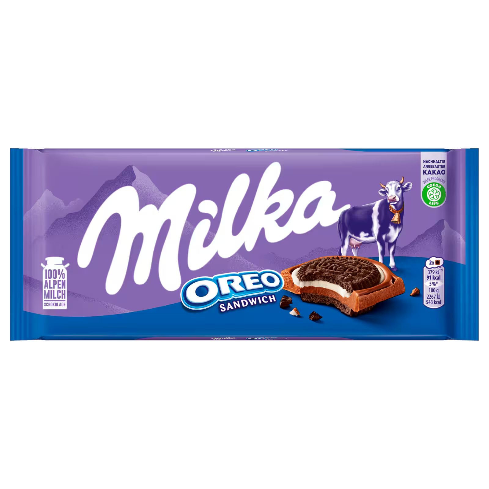 Milka Oreo Sandwich chocolate 92g bar
