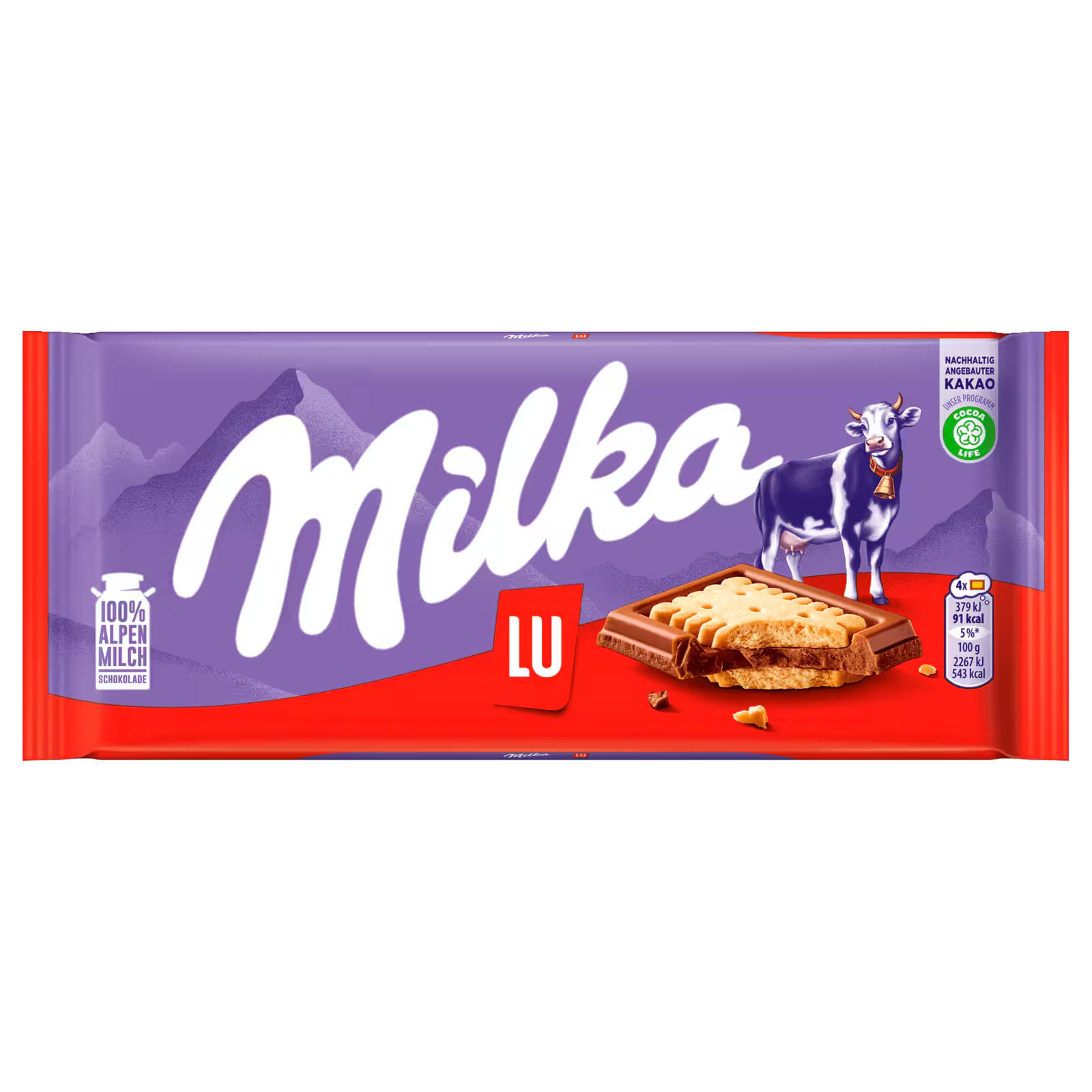 Milka LU chocolate 87g bar with butter biscuit