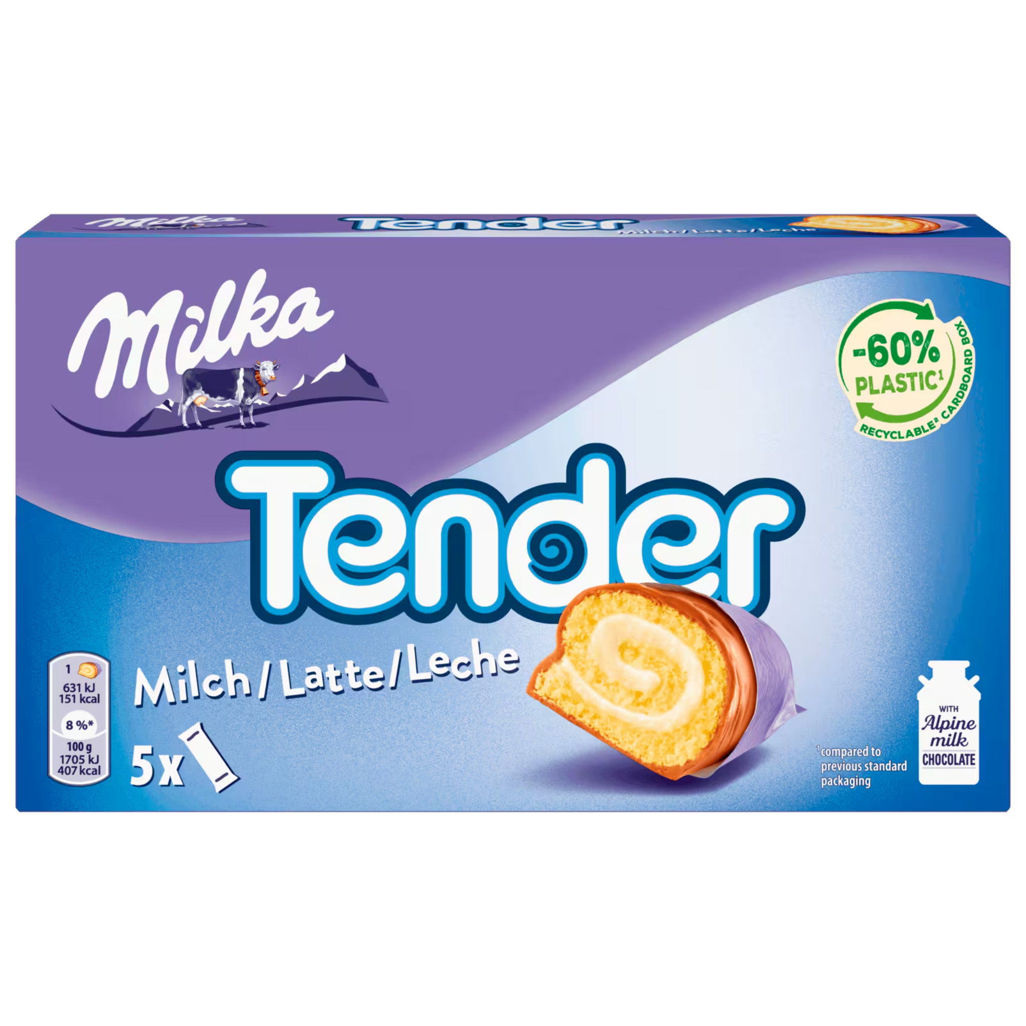 Milka Tender 5-pack – chocolate covered cream cake rolls
