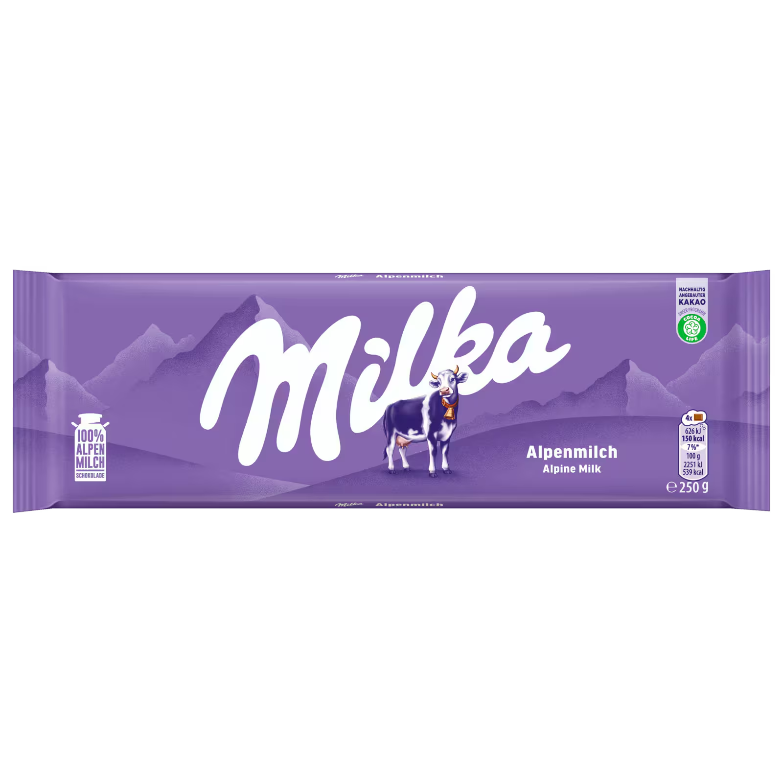 Milka Alpine Milk chocolate 250g family size bar