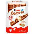 Kinder Bueno 6-Pack – German Chocolate Wafer Bars with Hazelnut Cream Filling