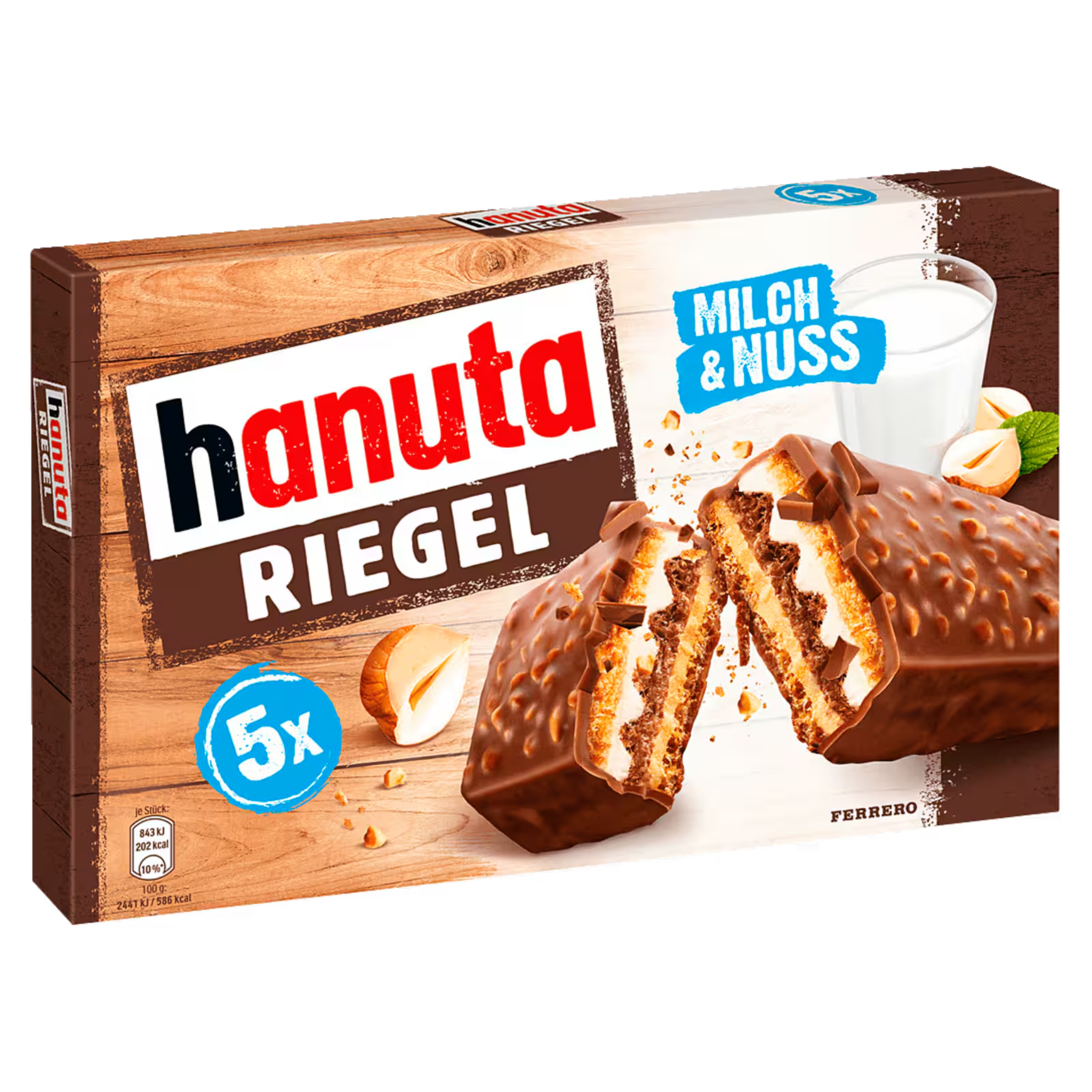 Hanuta milk and hazelnut chocolate bars 5-pack