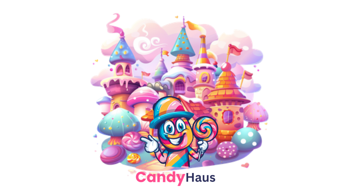 CandyHaus candy castle illustration with mascot