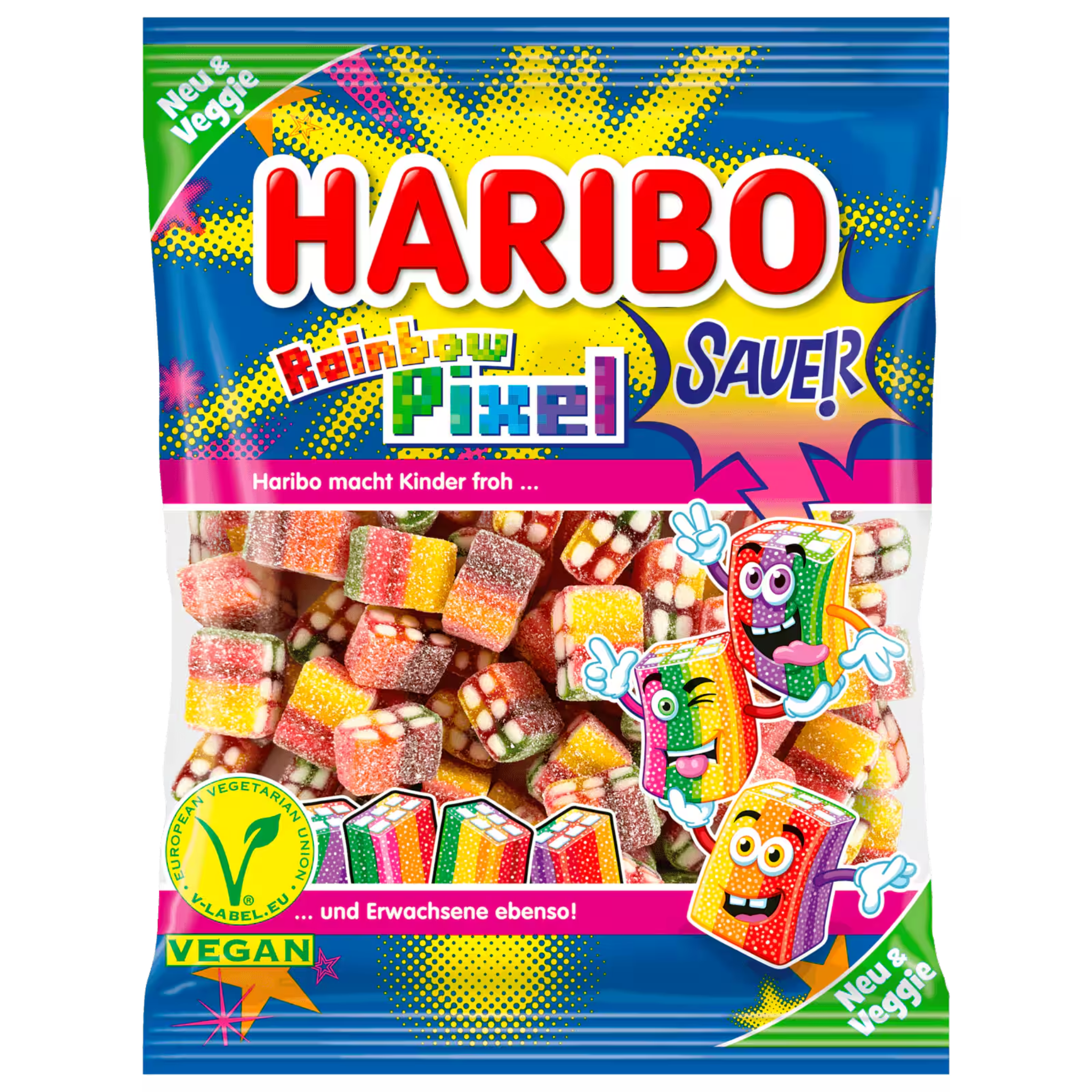Haribo Rainbow Pixel Sour bag – vegan German rainbow gummies