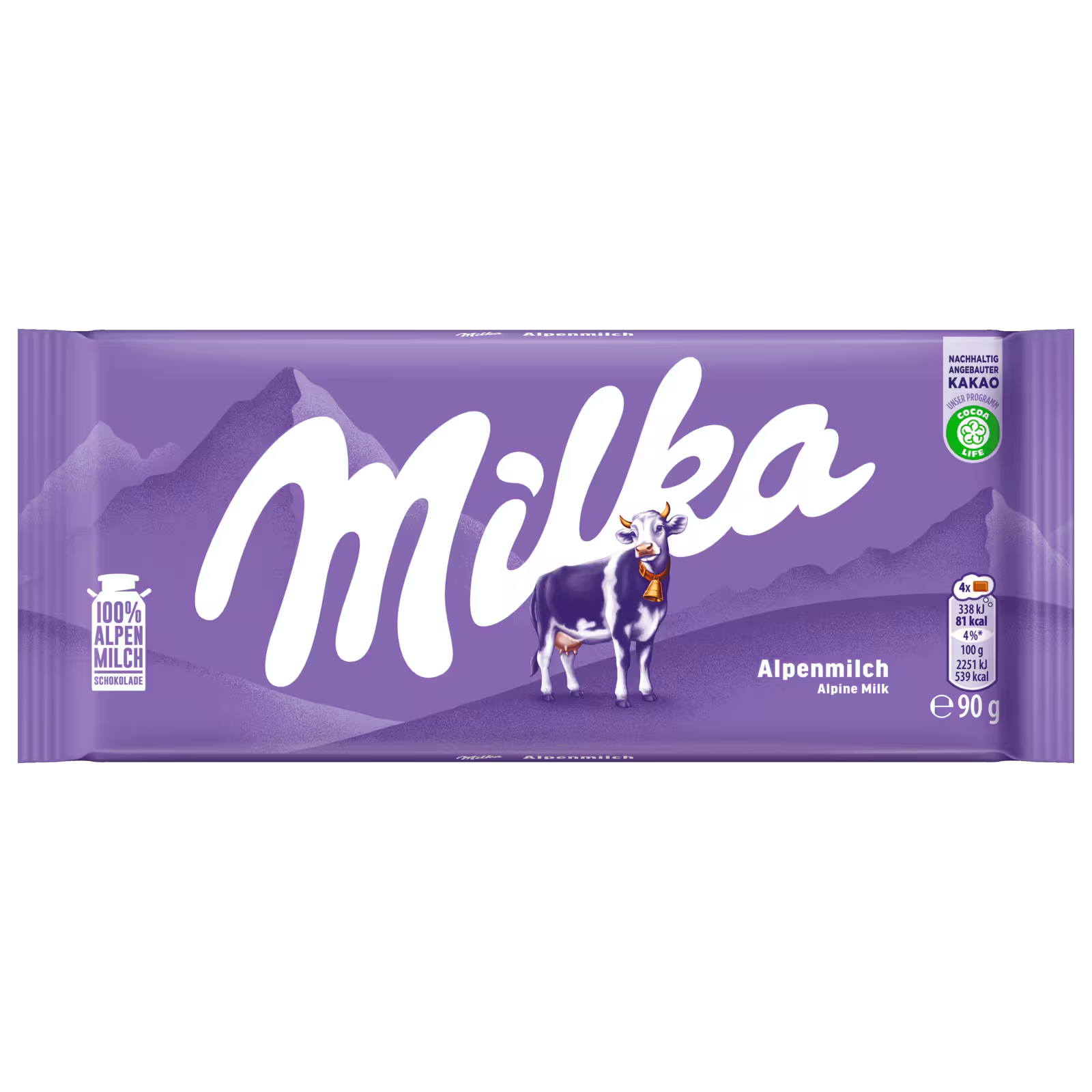 Milka Alpine Milk chocolate 90g bar